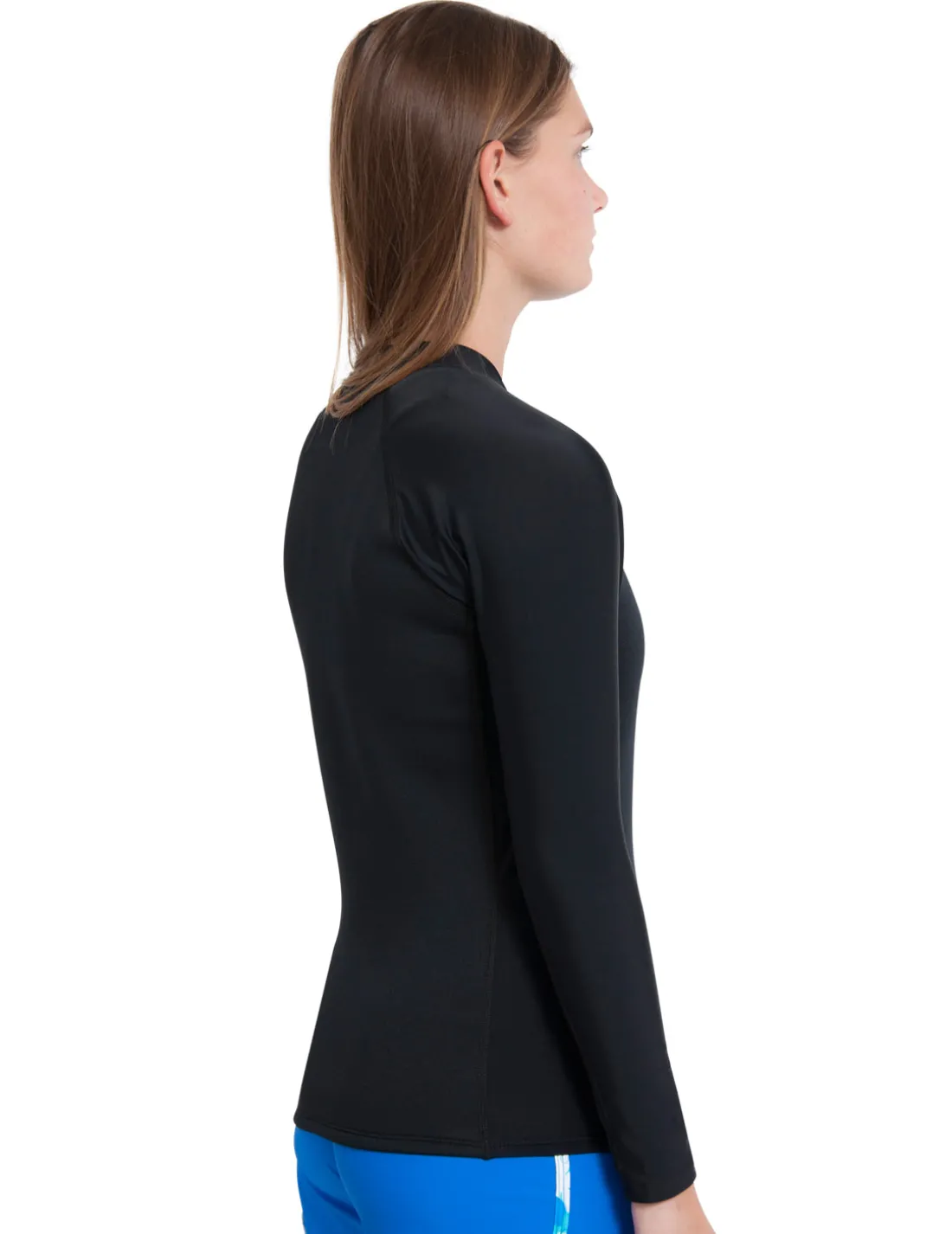 Women's Hybrid Thermal Zip Rash Guard - Black / Black