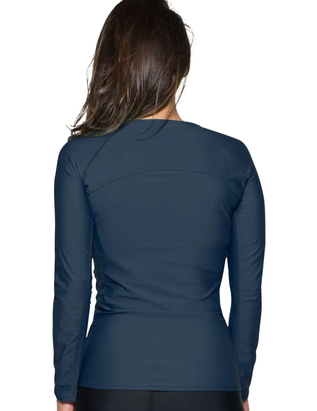 Women's Long Sleeve Quarter Zip Rash Guard (Regular & Plus Size) - Navy