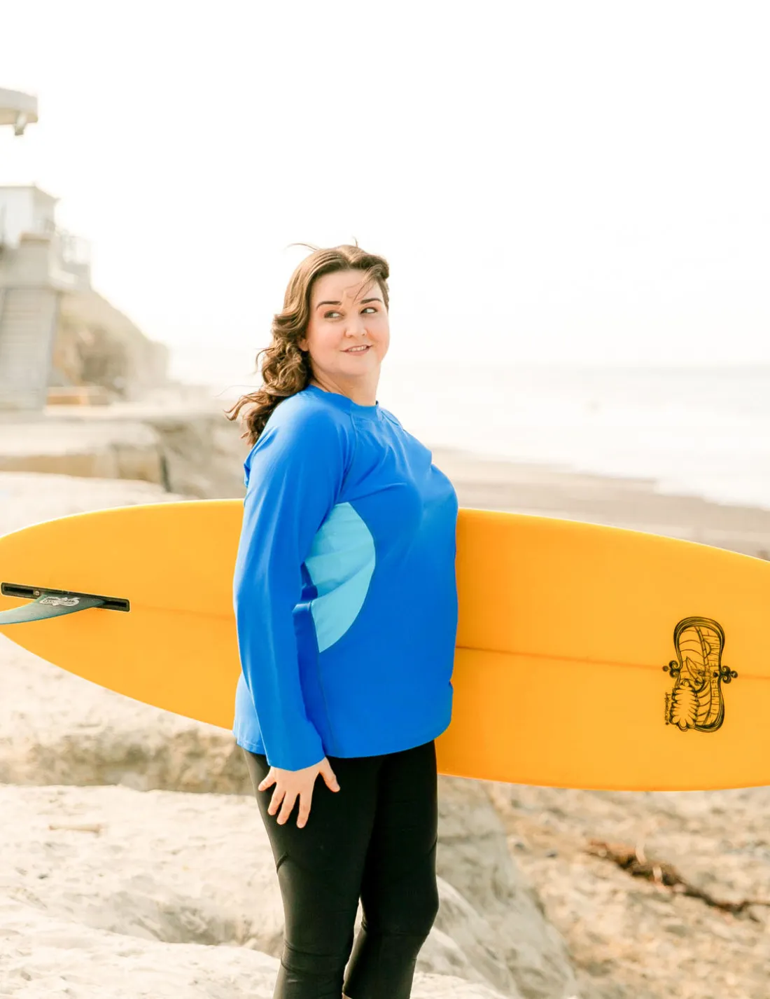 Women's Long Sleeve Rash Guard (Regular & Plus Size) - Royal/Hawaii