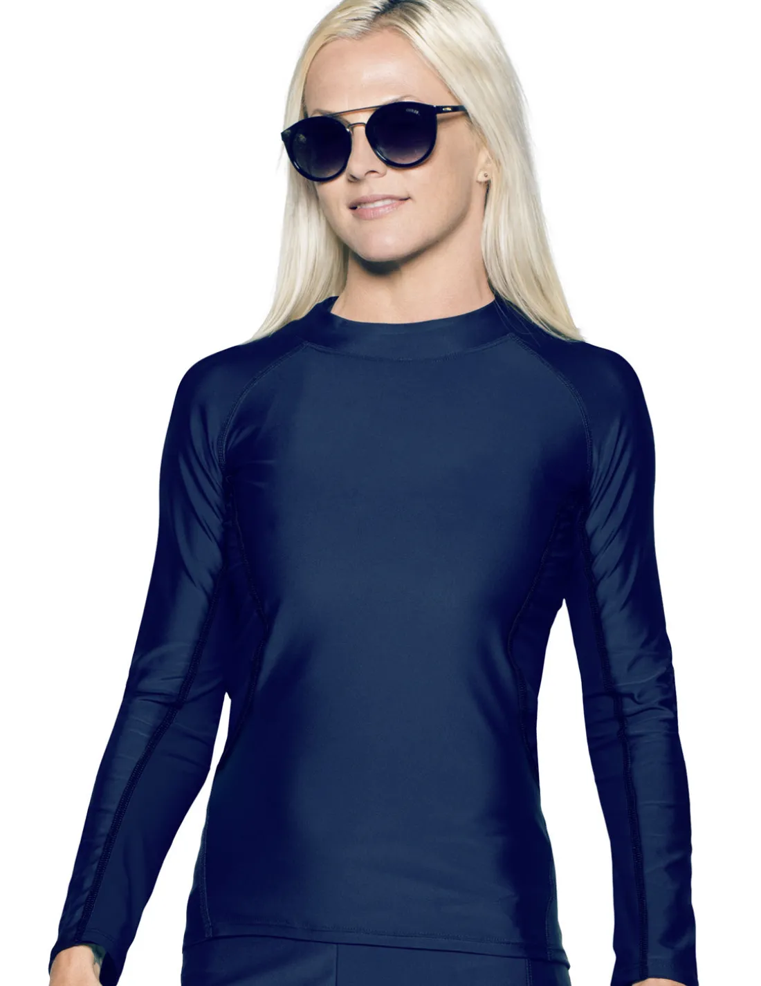 Women's Long Sleeve Rash Guard (Regular & Plus Size) - Navy