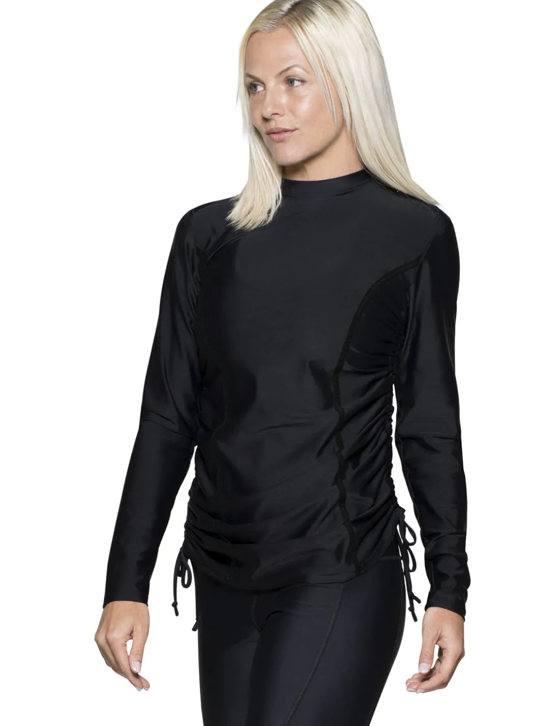 Women's Ruched Swim Top (Regular & Plus Size) - Black