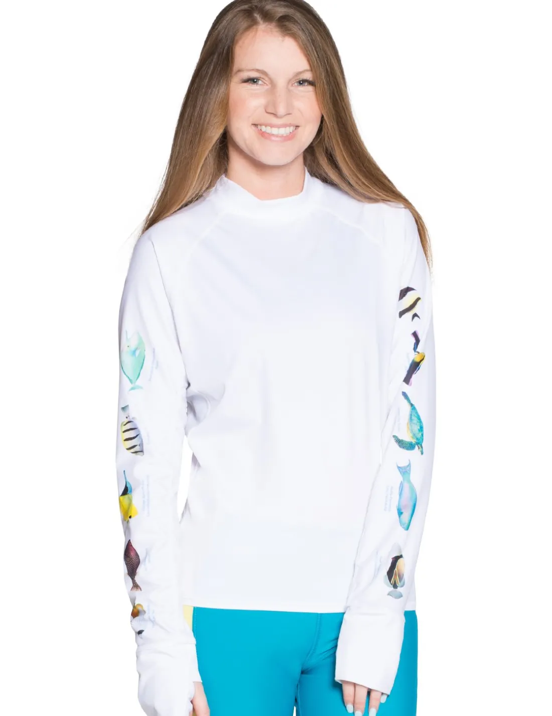 Women's Snorkel Hawaii Fish ID Rash Guard - White