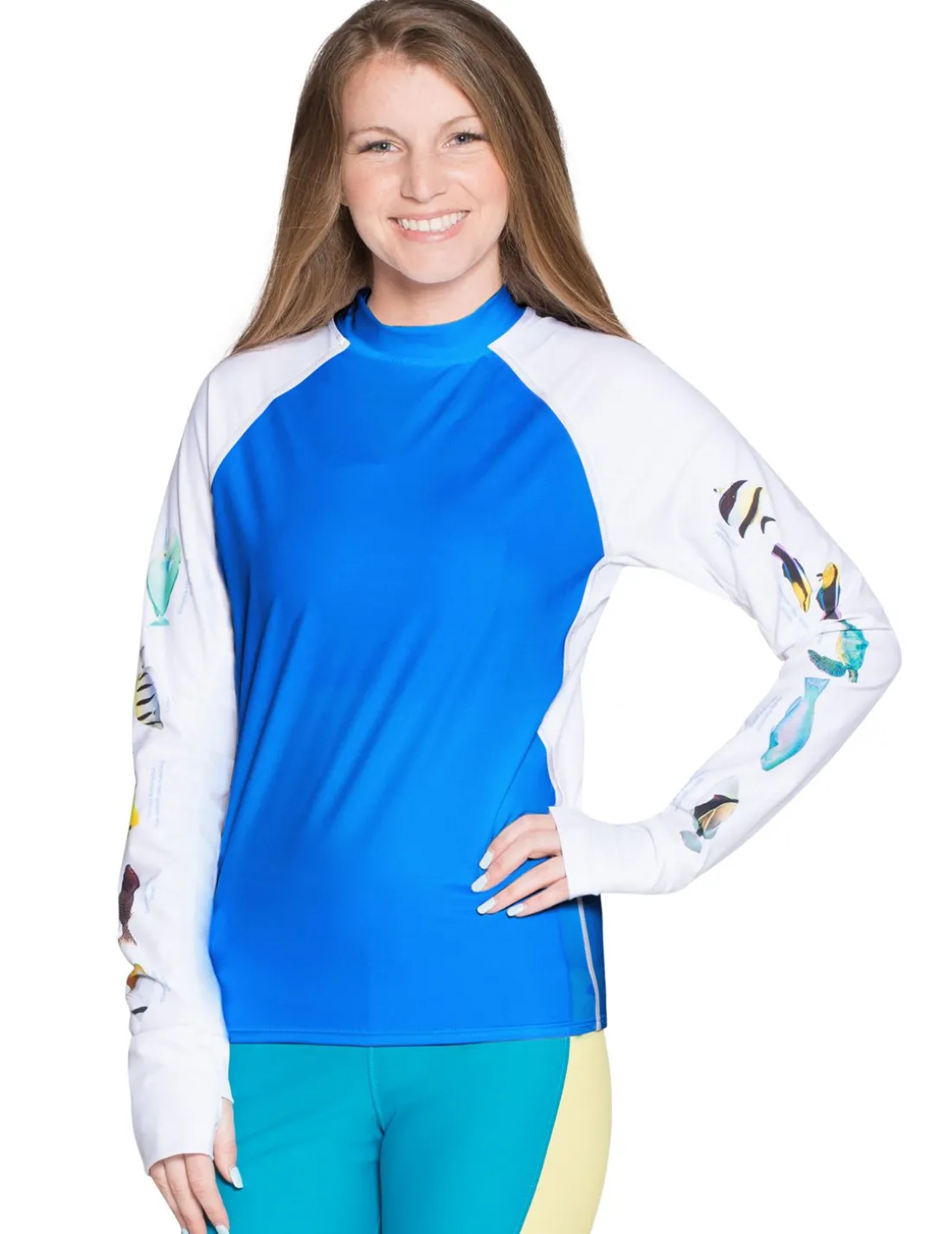 Women's Snorkel Hawaii Fish ID Rash Guard - Royal