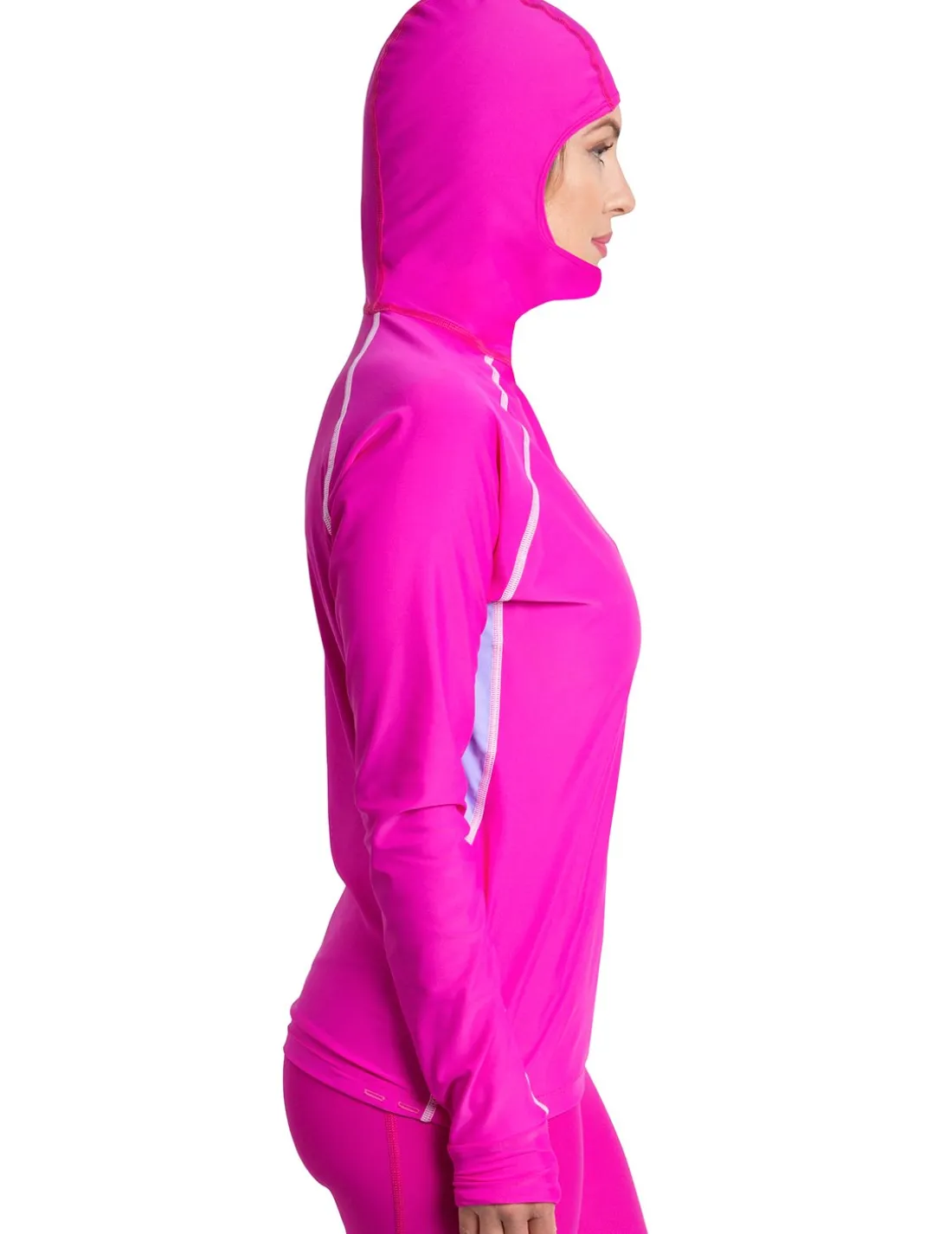 Women's Snorkel Hoodie Long Sleeve Rash Guard - Fuchsia / Lavender