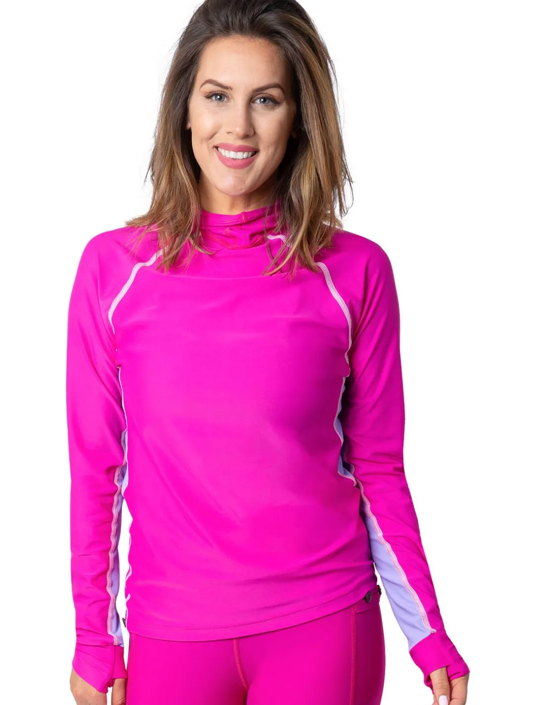Women's Snorkel Hoodie Long Sleeve Rash Guard - Fuchsia / Lavender