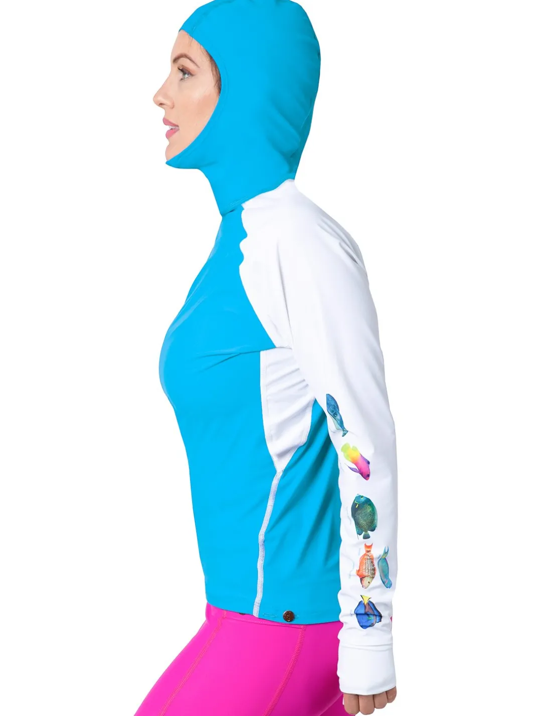 Women's Snorkel Hoodie Rash Guard - Caribbean Fish ID - Hawaii