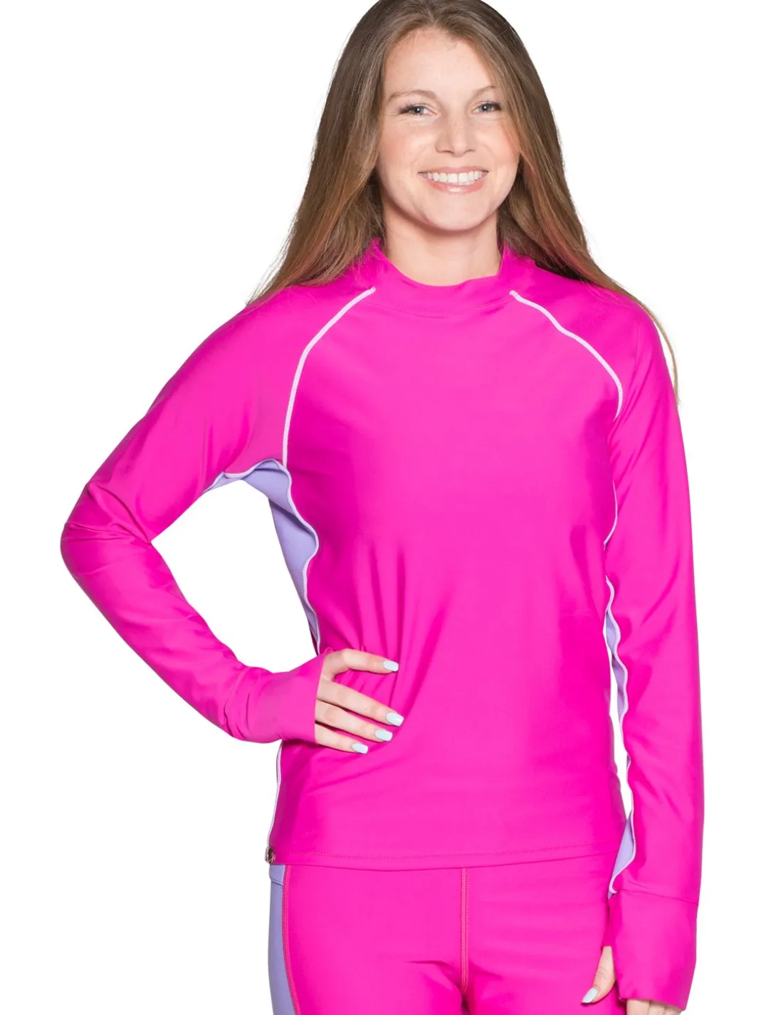 Women's Snorkel Long Sleeve Rash Guard - Fuchsia / Lavender