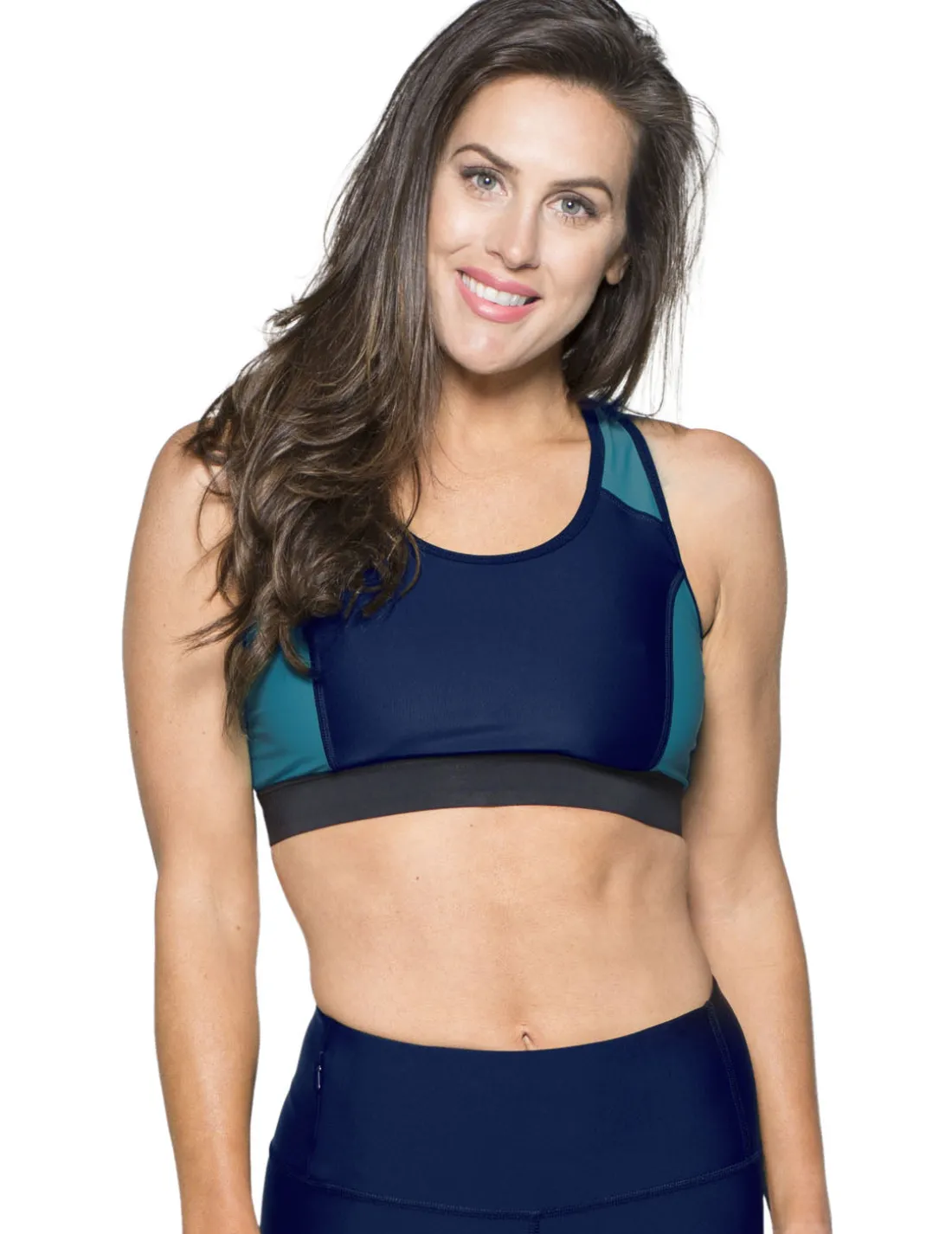 Women's Swim Sport Top (Regular & Plus Size) - Navy/Teal